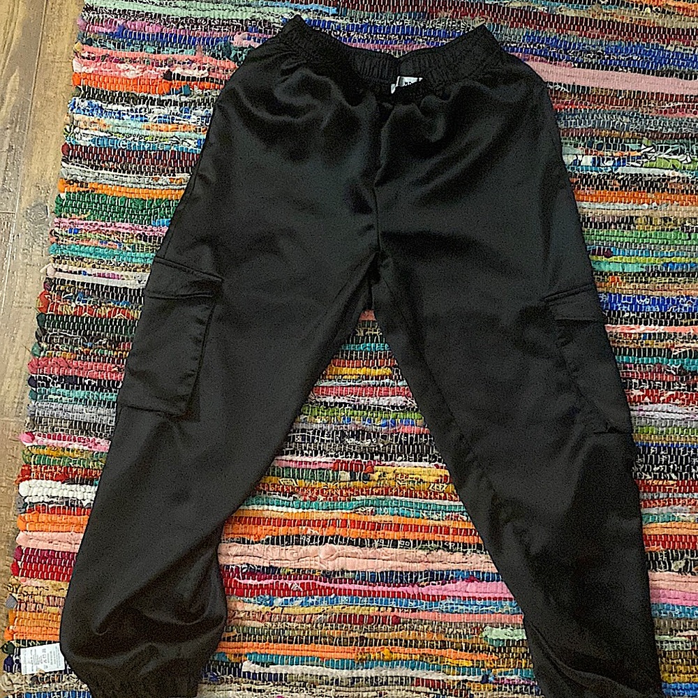 Black silky hip hop/street style pants